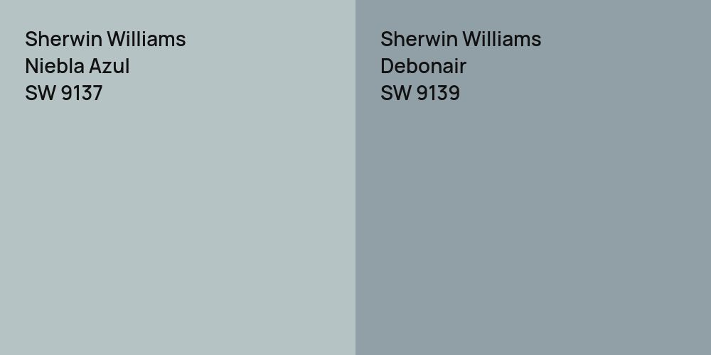 Sherwin Williams Niebla Azul vs. Sherwin Williams Debonair