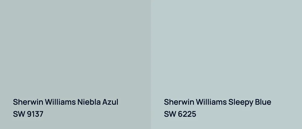 Sherwin Williams Niebla Azul SW 9137 vs Sherwin Williams Sleepy Blue SW 6225
