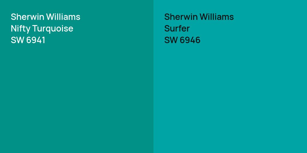 Sherwin Williams Nifty Turquoise vs. Sherwin Williams Surfer