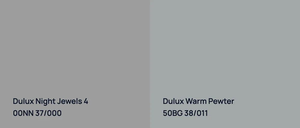 Dulux Night Jewels 4 00NN 37/000 vs Dulux Warm Pewter 50BG 38/011