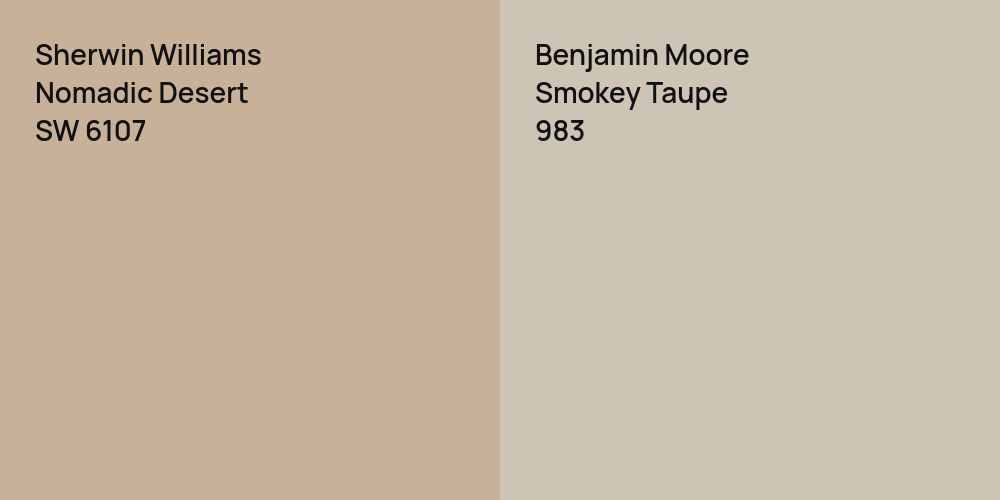 Sherwin Williams Nomadic Desert vs. Benjamin Moore Smokey Taupe