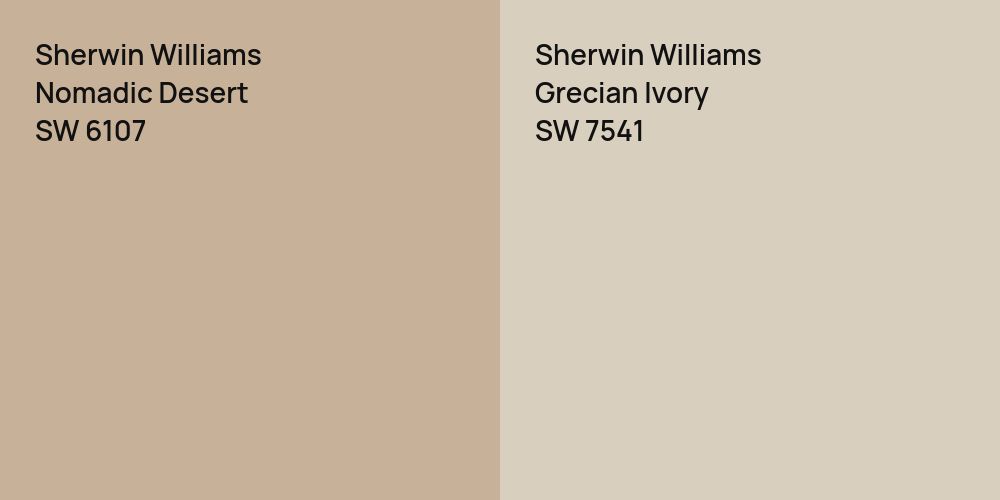 Sherwin Williams Nomadic Desert vs. Sherwin Williams Grecian Ivory