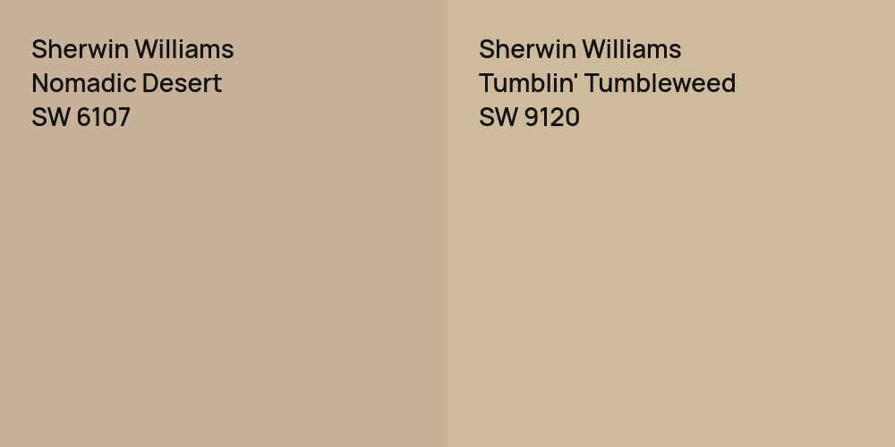 Sherwin Williams Nomadic Desert vs. Sherwin Williams Tumblin' Tumbleweed