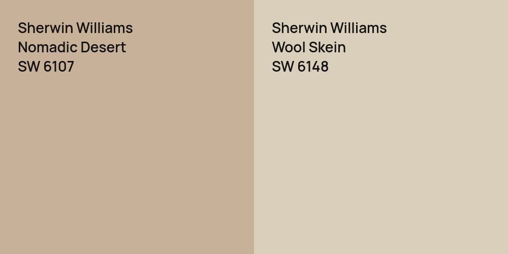 Sherwin Williams Nomadic Desert vs. Sherwin Williams Wool Skein