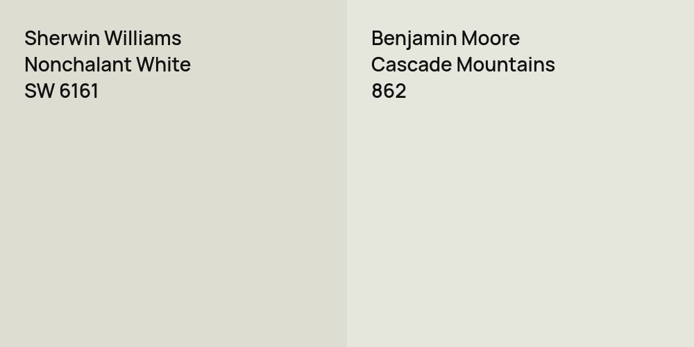 Sherwin Williams Nonchalant White vs. Benjamin Moore Cascade Mountains