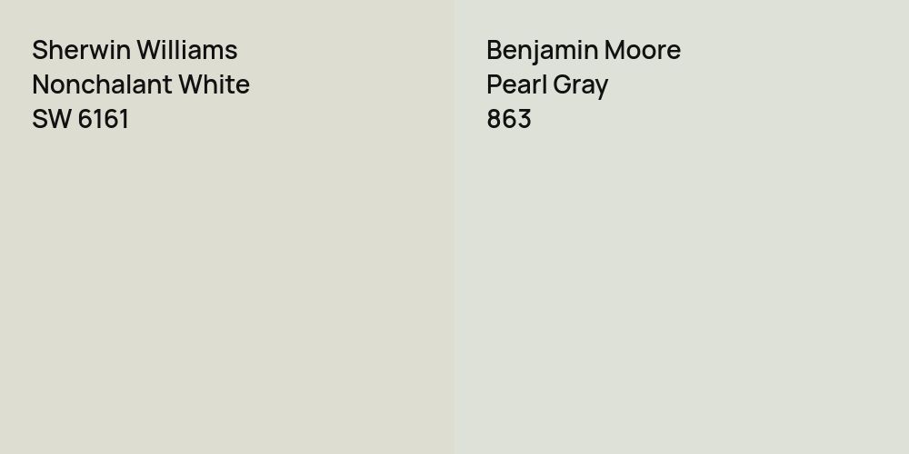 Sherwin Williams Nonchalant White vs. Benjamin Moore Pearl Gray