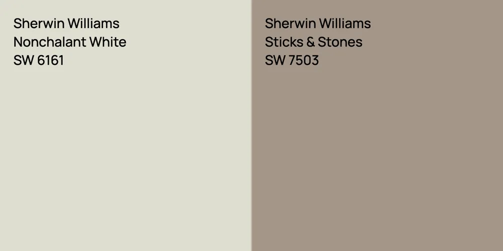 Sherwin Williams Nonchalant White vs. Sherwin Williams Sticks & Stones