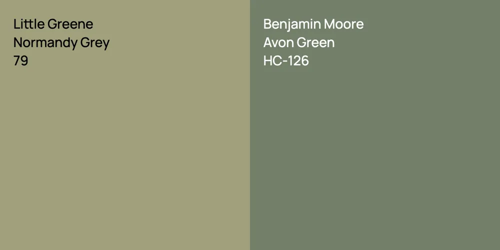 Little Greene Normandy Grey vs. Benjamin Moore Avon Green