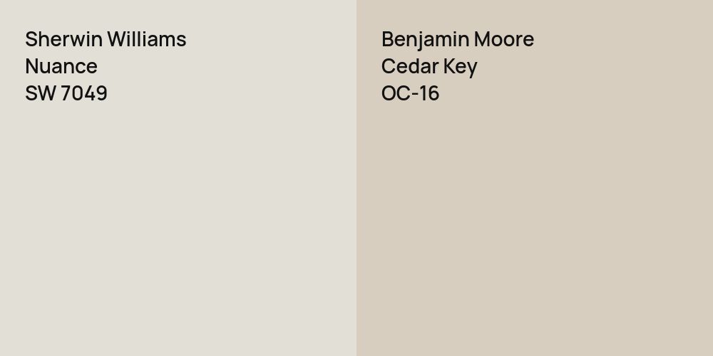 Sherwin Williams Nuance vs. Benjamin Moore Cedar Key