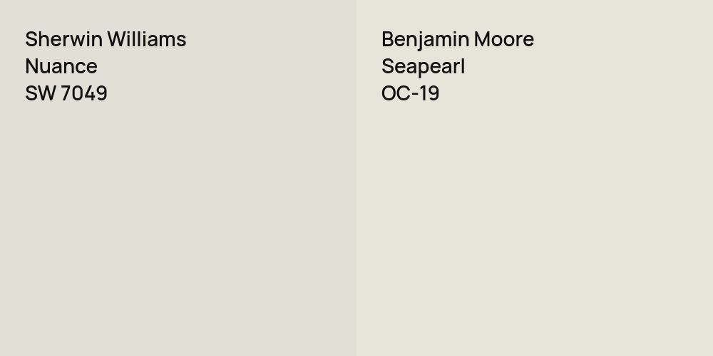 Sherwin Williams Nuance vs. Benjamin Moore Seapearl