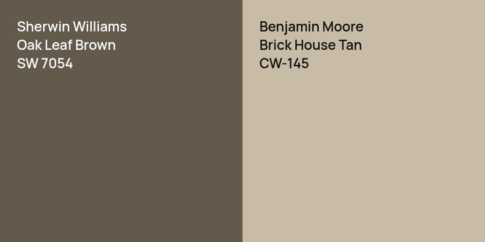 Sherwin Williams Oak Leaf Brown vs. Benjamin Moore Brick House Tan