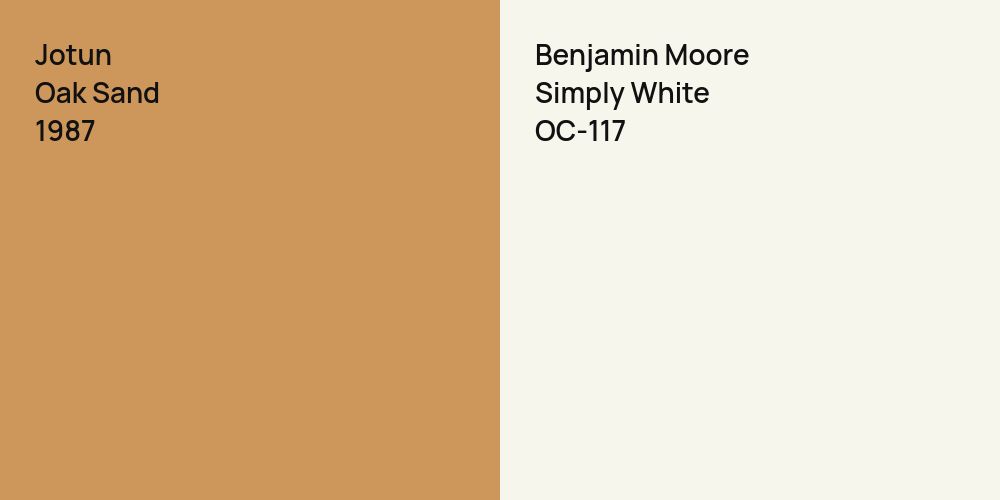 Jotun Oak Sand vs. Benjamin Moore Simply White