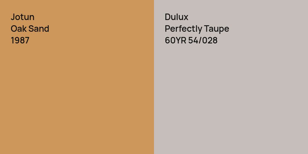 Jotun Oak Sand vs. Dulux Perfectly Taupe