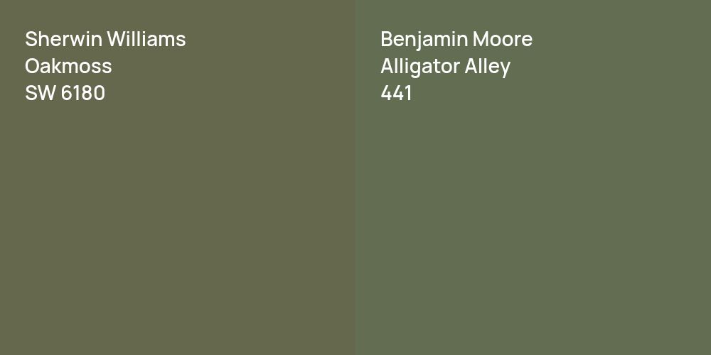 Sherwin Williams Oakmoss vs. Benjamin Moore Alligator Alley