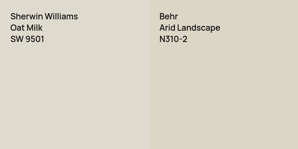 Sherwin Williams Oat Milk vs. Behr Arid Landscape