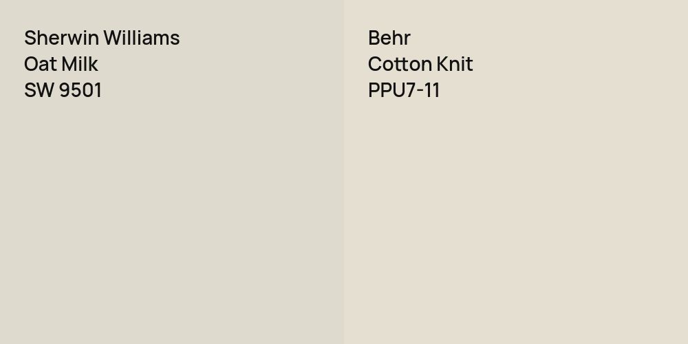 Sherwin Williams Oat Milk vs. Behr Cotton Knit