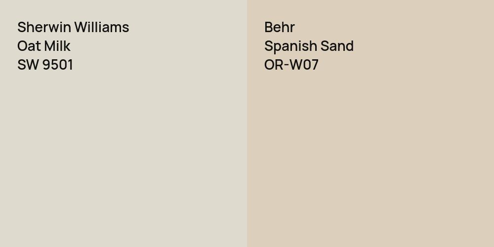 Sherwin Williams Oat Milk vs. Behr Spanish Sand