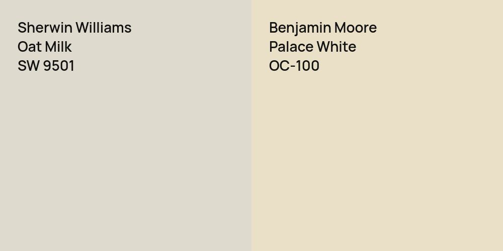 Sherwin Williams Oat Milk vs. Benjamin Moore Palace White