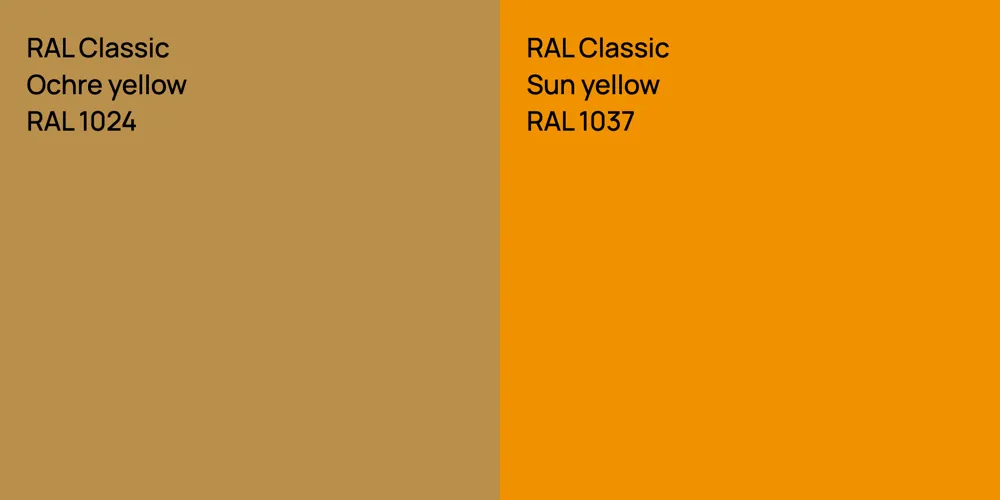 RAL Classic  Ochre yellow vs. RAL Classic  Sun yellow