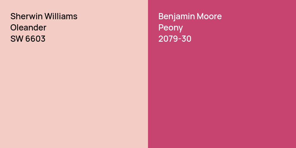 Sherwin Williams Oleander vs. Benjamin Moore Peony