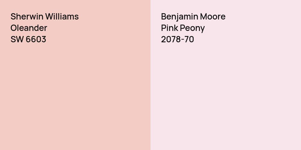 Sherwin Williams Oleander vs. Benjamin Moore Pink Peony