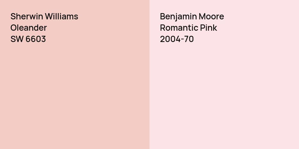 Sherwin Williams Oleander vs. Benjamin Moore Romantic Pink