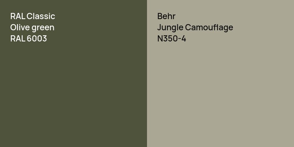 RAL Classic  Olive green vs. Behr Jungle Camouflage