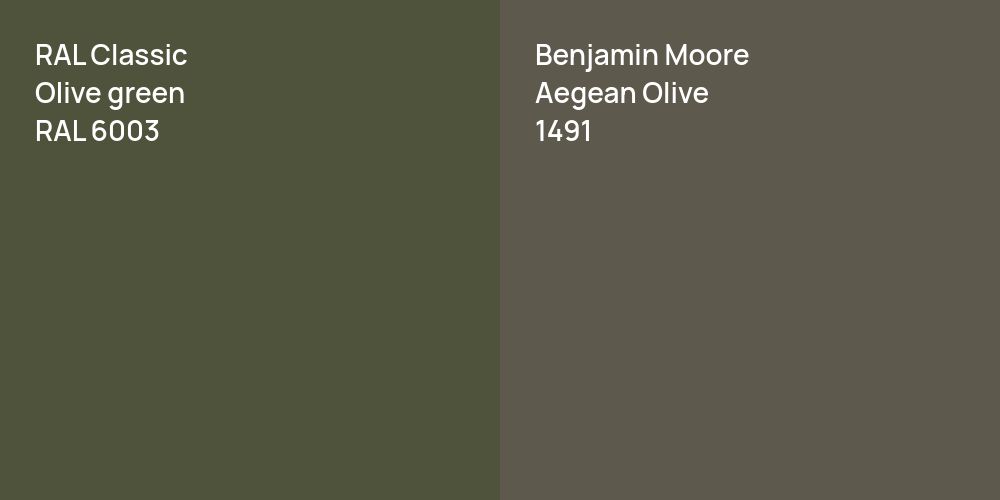 RAL Classic  Olive green vs. Benjamin Moore Aegean Olive