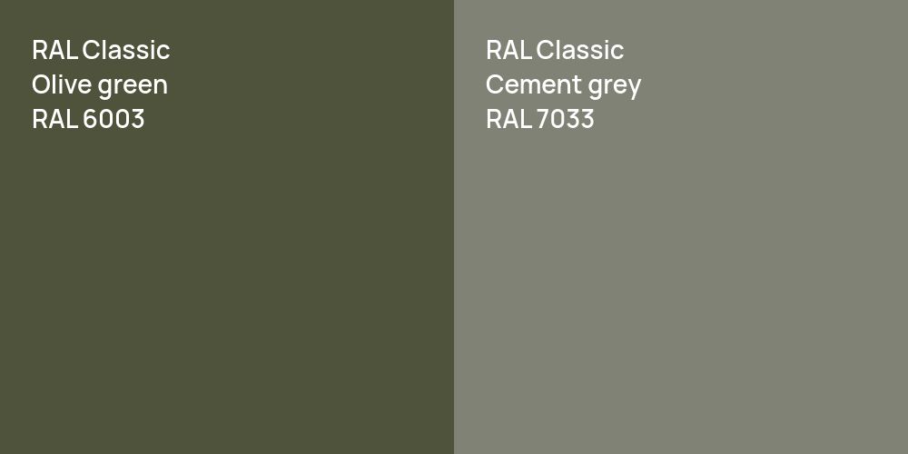 RAL Classic  Olive green vs. RAL Classic  Cement grey