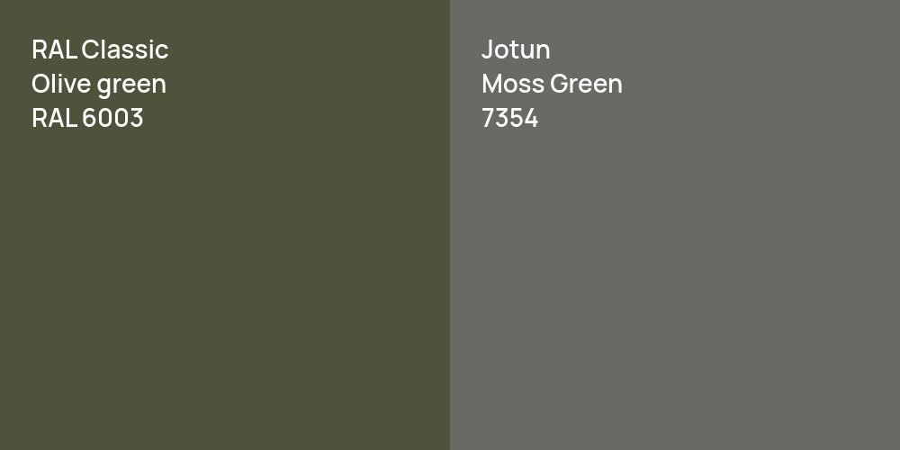 RAL Classic  Olive green vs. Jotun Moss Green