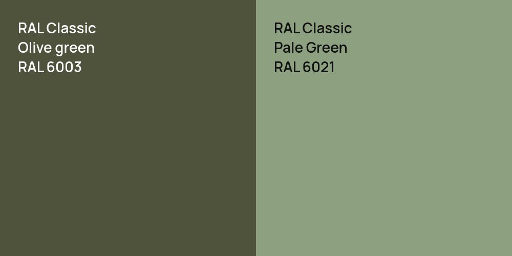 RAL Classic  Olive green vs. RAL Classic Pale Green