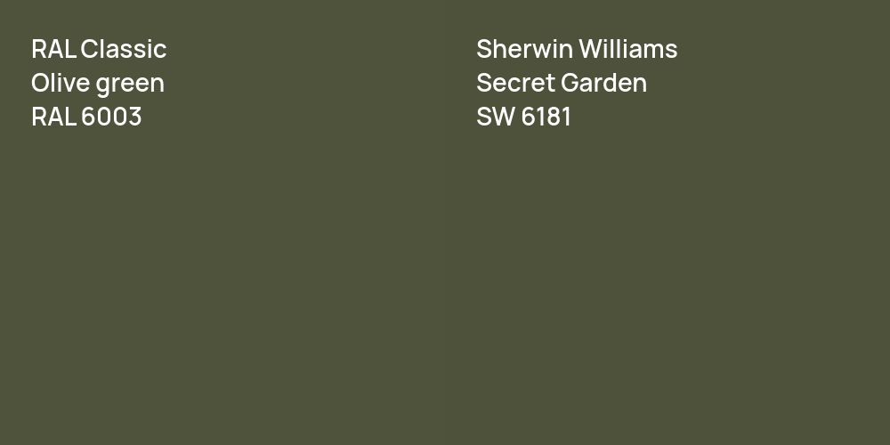 RAL Classic  Olive green vs. Sherwin Williams Secret Garden