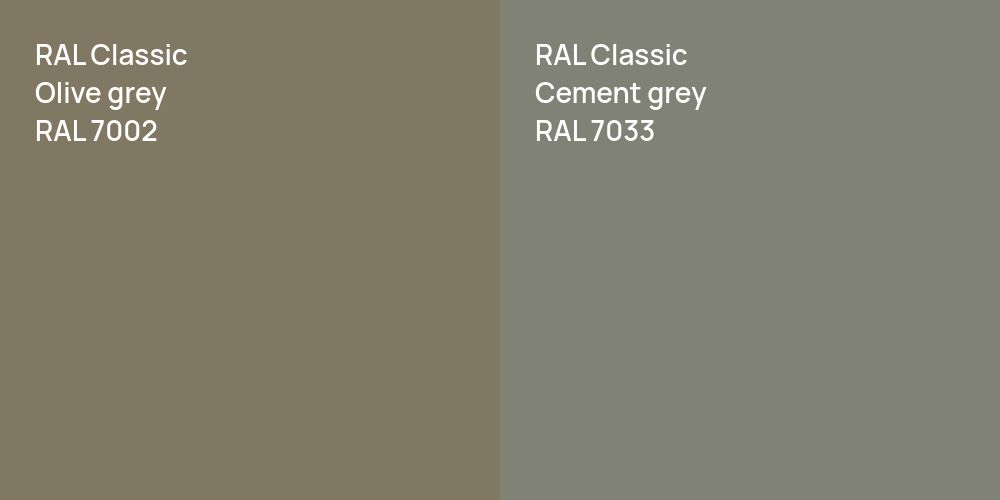 RAL Classic  Olive grey vs. RAL Classic  Cement grey