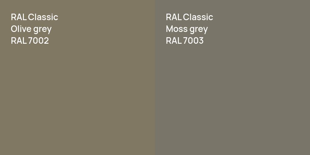 RAL Classic  Olive grey vs. RAL Classic  Moss grey