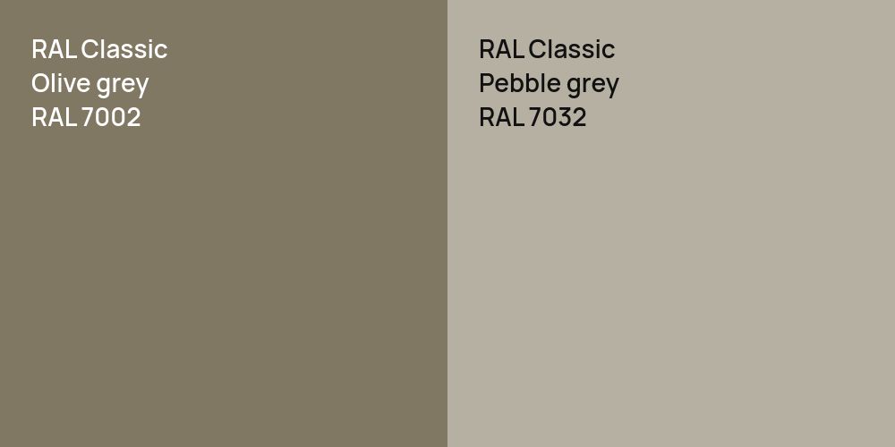 RAL Classic  Olive grey vs. RAL Classic  Pebble grey