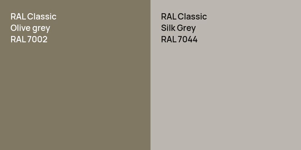 RAL Classic  Olive grey vs. RAL Classic Silk Grey