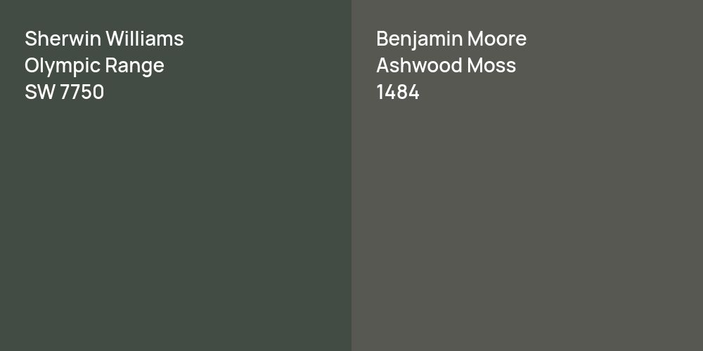 Sherwin Williams Olympic Range vs. Benjamin Moore Ashwood Moss