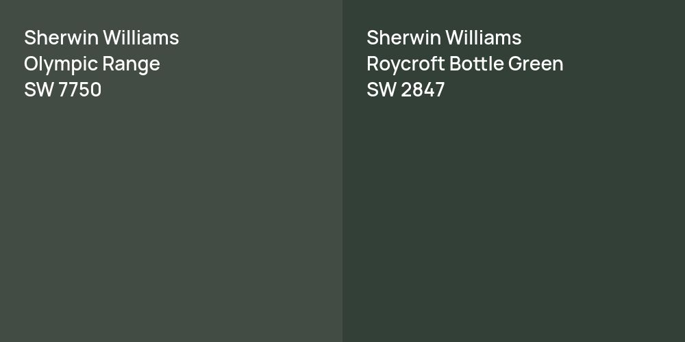 Sherwin Williams Olympic Range vs. Sherwin Williams Roycroft Bottle Green