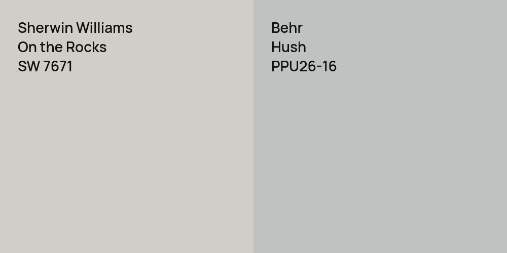 Sherwin Williams On the Rocks vs. Behr Hush