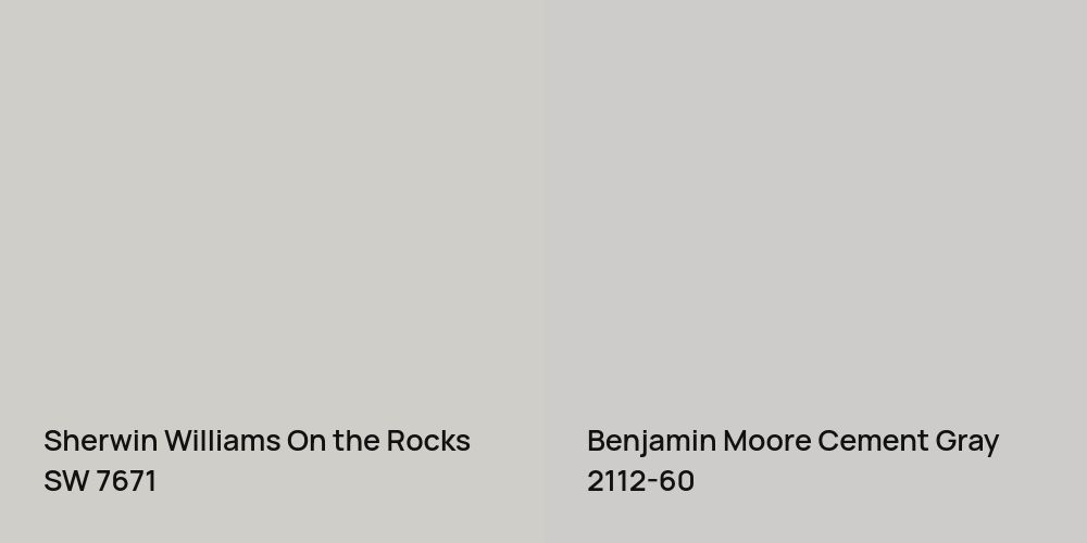 Sherwin Williams On the Rocks vs. Benjamin Moore Cement Gray