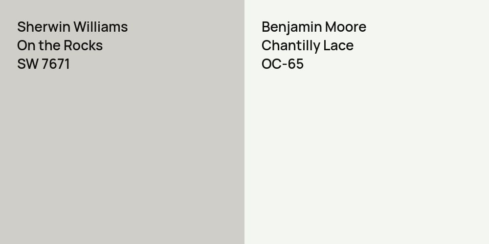 Sherwin Williams On the Rocks vs. Benjamin Moore Chantilly Lace