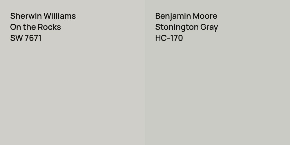 Sherwin Williams On the Rocks vs. Benjamin Moore Stonington Gray