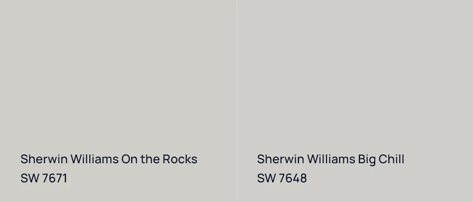 Sherwin Williams On the Rocks SW 7671 vs Sherwin Williams Big Chill SW 7648