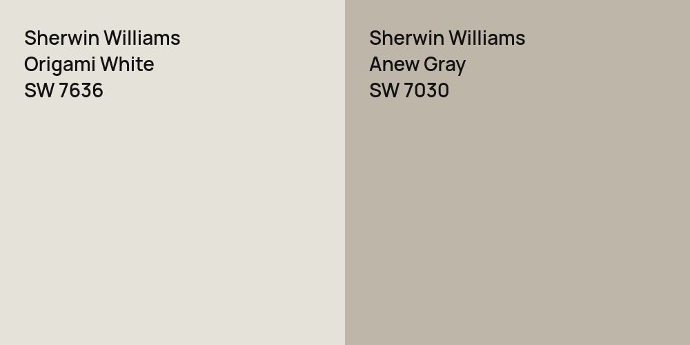 Sherwin Williams Origami White vs. Sherwin Williams Anew Gray