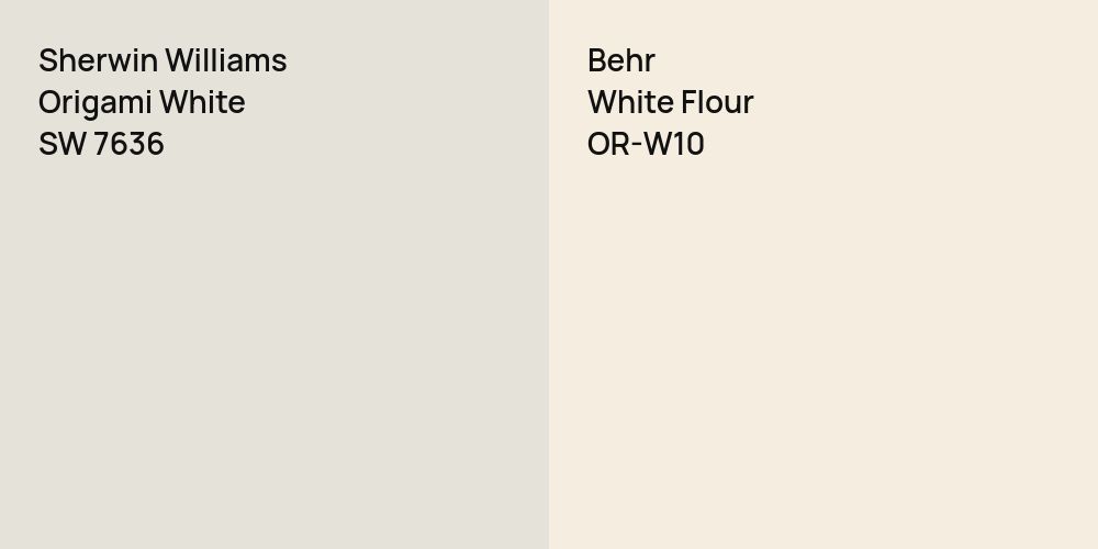 Sherwin Williams Origami White vs. Behr White Flour