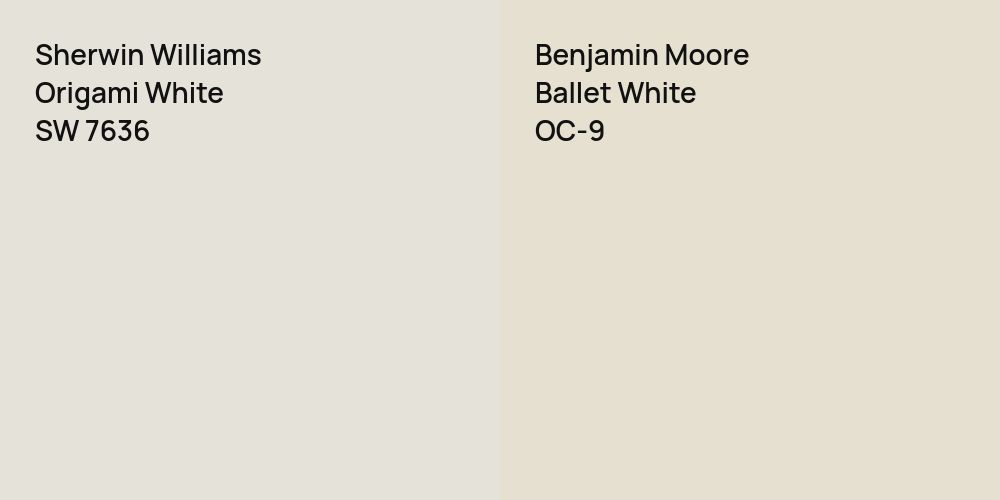 Sherwin Williams Origami White vs. Benjamin Moore Ballet White