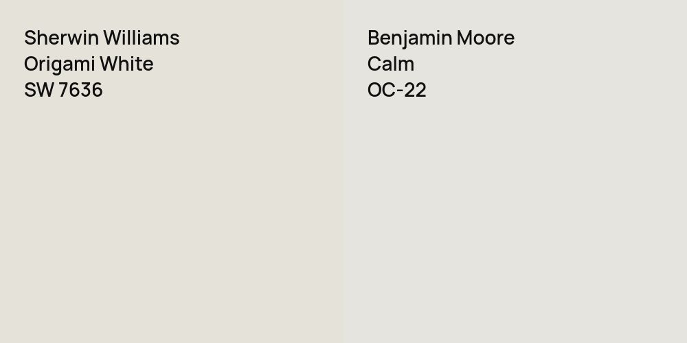 Sherwin Williams Origami White vs. Benjamin Moore Calm