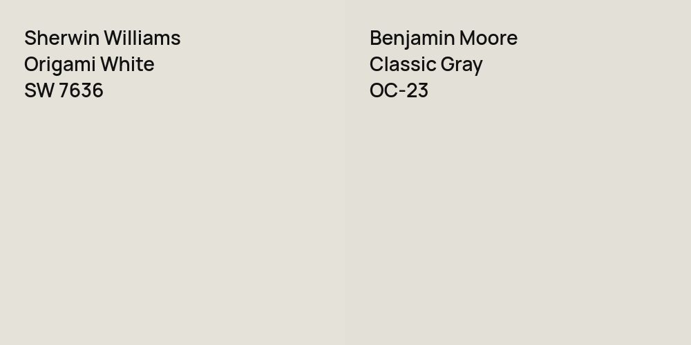 Sherwin Williams Origami White vs. Benjamin Moore Classic Gray