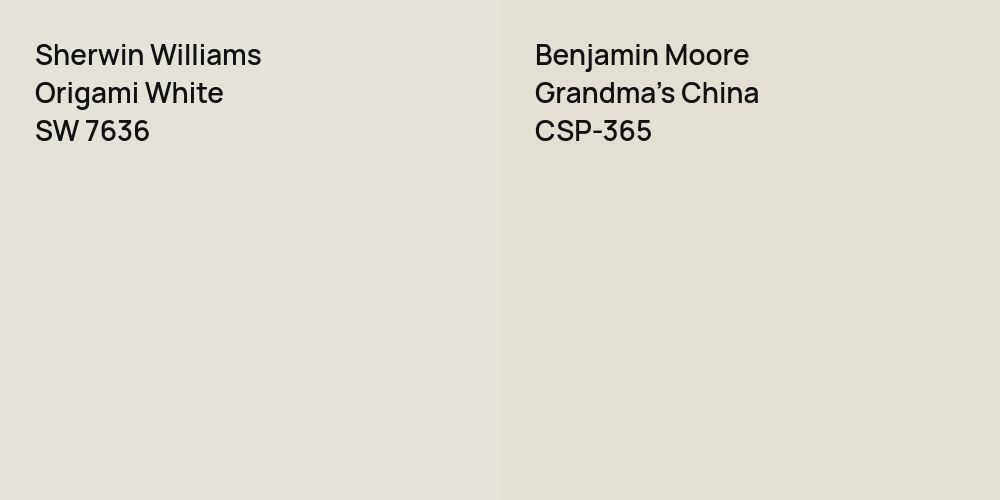 Sherwin Williams Origami White vs. Benjamin Moore Grandma's China