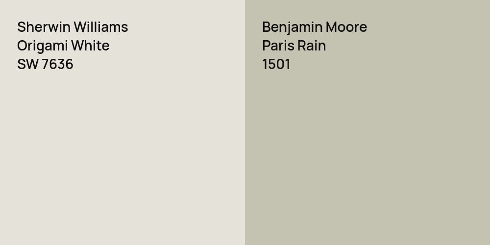 Sherwin Williams Origami White vs. Benjamin Moore Paris Rain